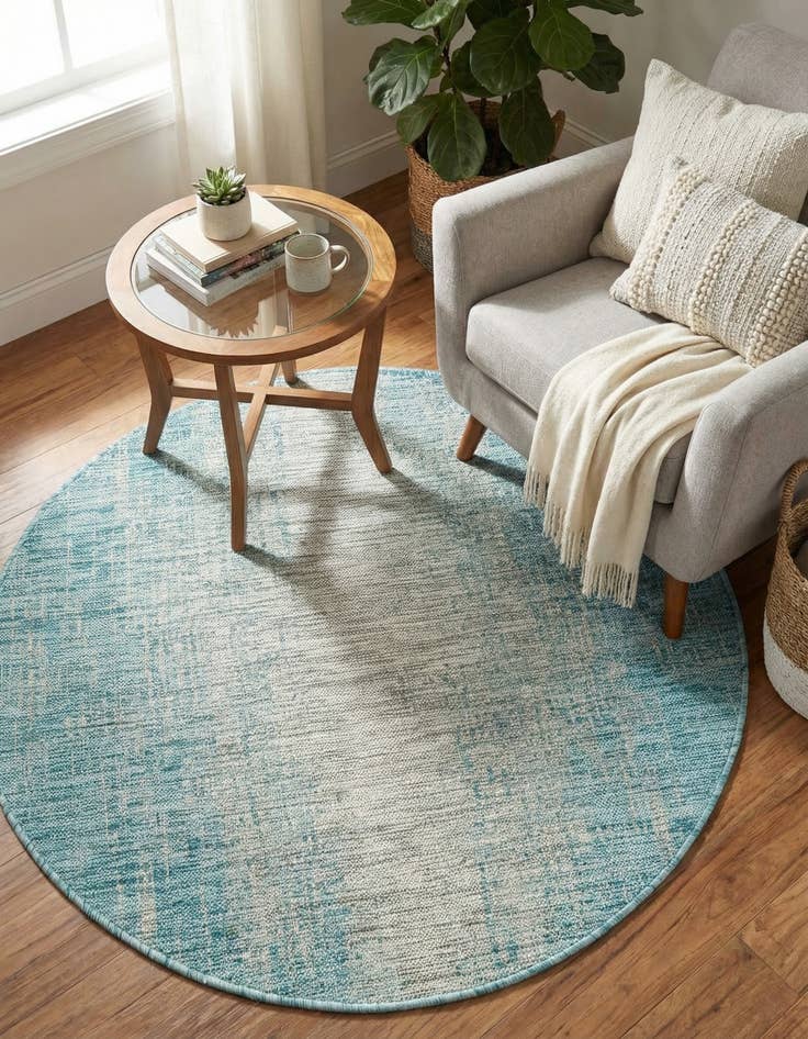 Detail image of 4' x 4' Easy-Clean Modern Indoor / Outdoor Round Rug