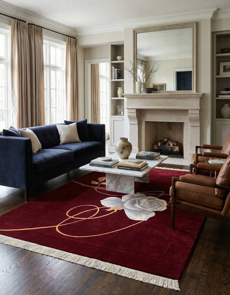 Detail image of 5' 8 x 8'  Hand Knotted Darya Rug