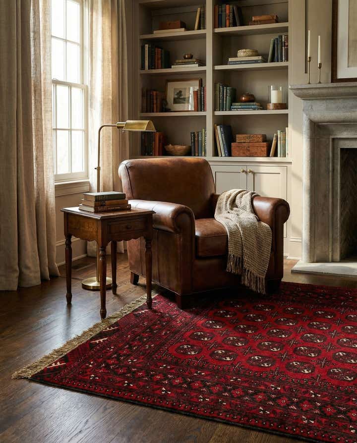 3' 4 x 6' 1 Hand Knotted Afghan Akhche Wool Rug