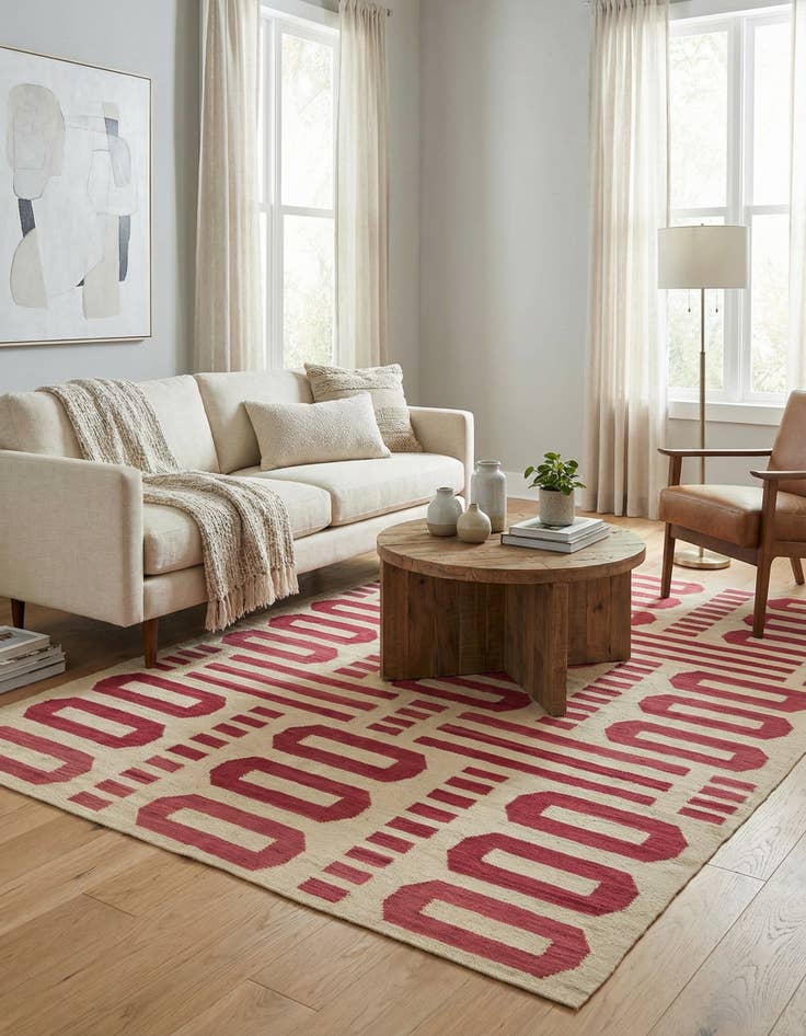 Detail image of 5' 10 x 8'  Hand Woven Kilim Modern Wool Rug