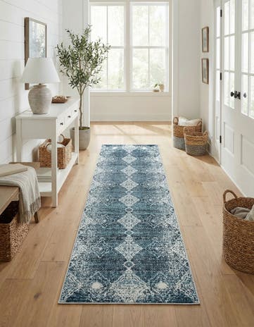 Navy Blue Kamala Washable Runner Rug
