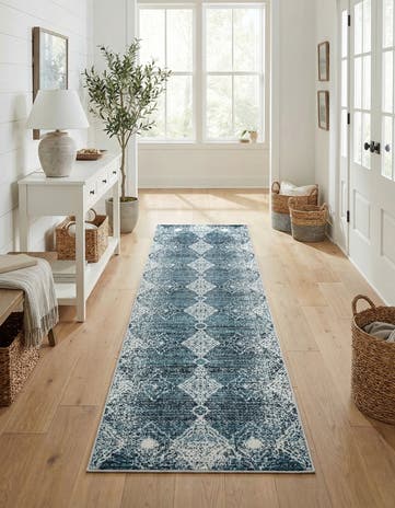 Navy Blue Kamala Washable Runner Rug
