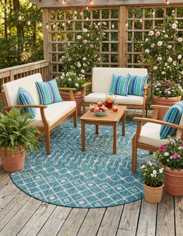 5' 3 x 8' Easy-Clean Lattice Indoor / Outdoor Oval Rug