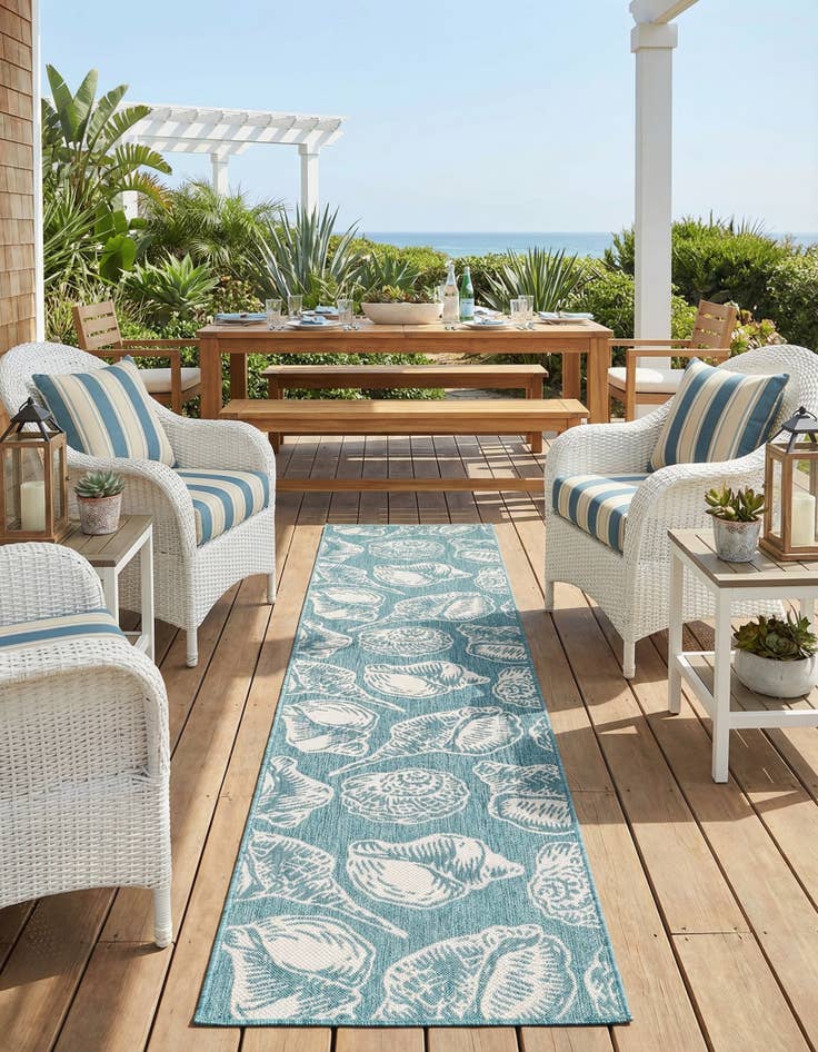 Detail image of  2' 7 x 12'  Washable Coastal Indoor / Outdoor Runner Rug