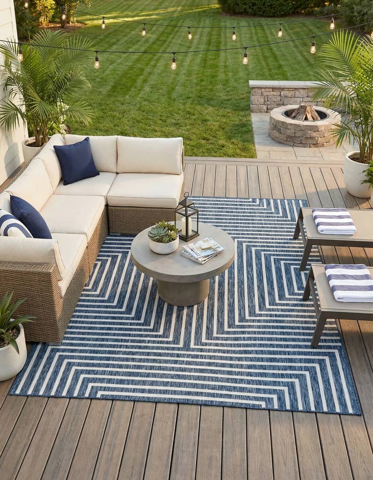 Detail image of 7' 10 x 10' Easy-Clean Modern Indoor / Outdoor Rug