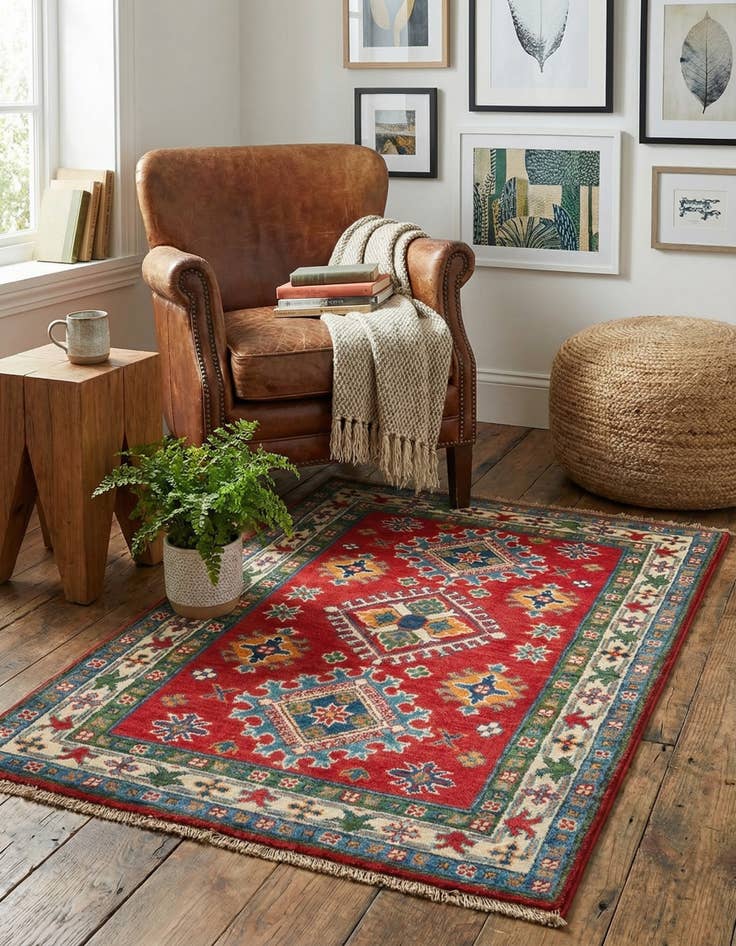 Detail image of 2' 8 x 4'  Hand Knotted Kazak Rug