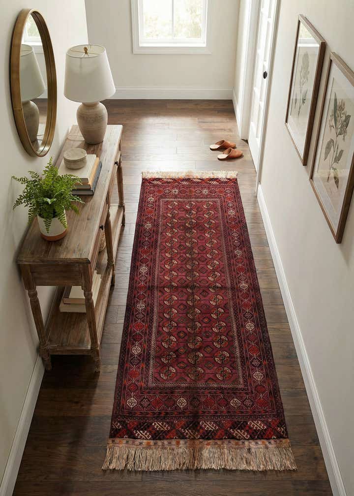 3' 11 x 6' 11 Hand Knotted Torkaman Oriental Wool Runner Rug