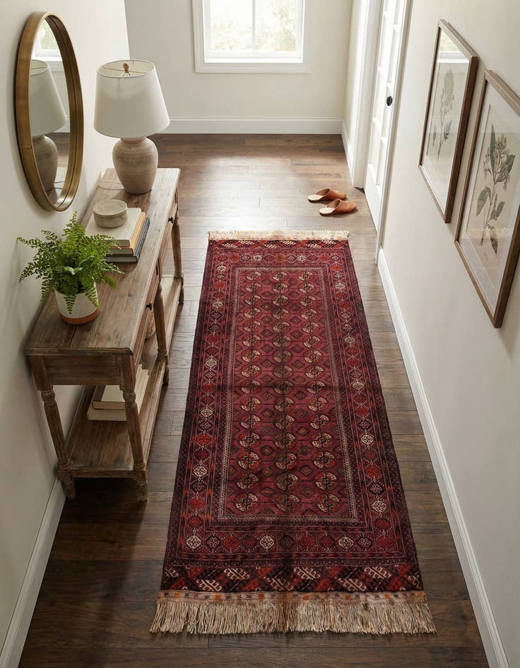 Detail image of 3' 11 x 6' 11  Hand Knotted Torkaman Oriental Wool Runner Rug