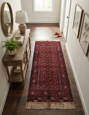 3' 11 x 6' 11 Hand Knotted Torkaman Oriental Wool Runner Rug