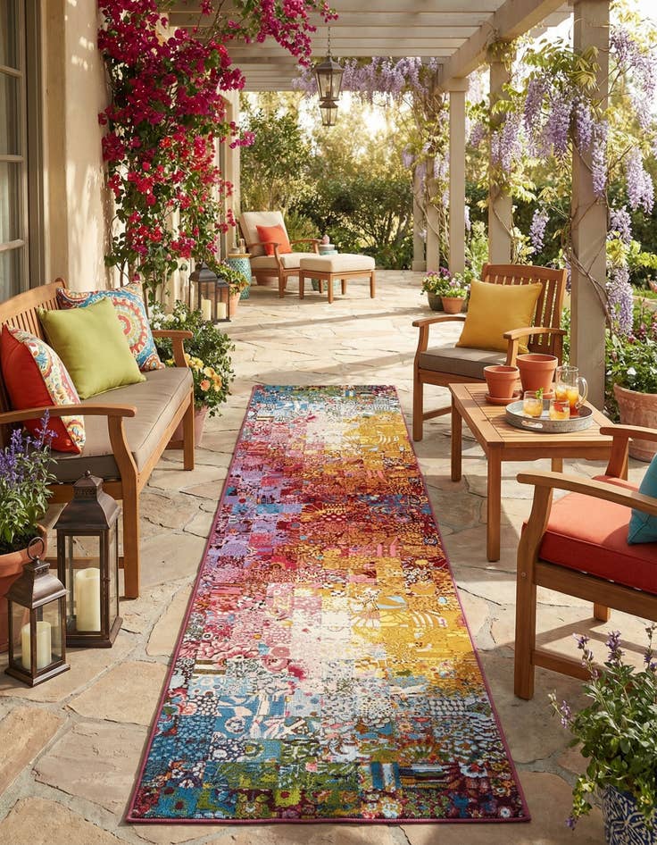 Detail image of 2' 7 x 12' Easy-Clean Modern Indoor / Outdoor Runner Rug