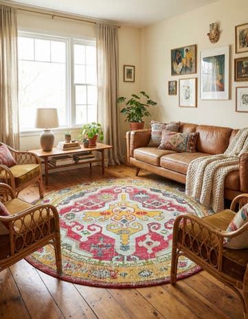 8' x 8' Washable Carnevale Round Rug