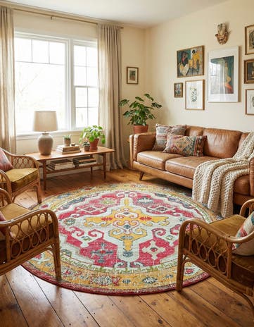 8' x 8' Washable Carnevale Round Rug