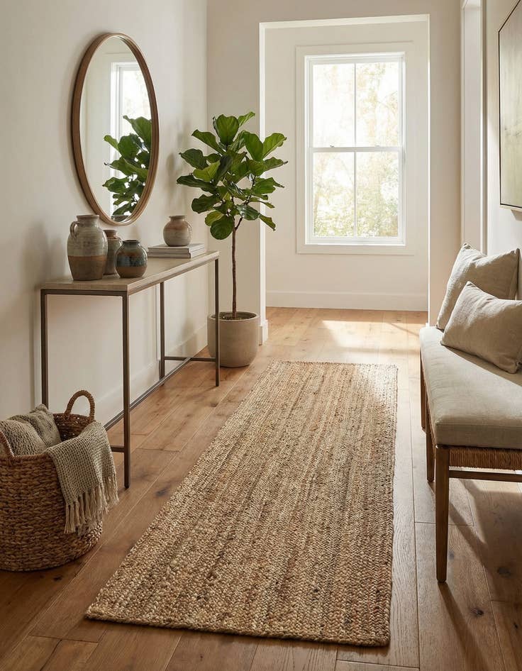 Detail image of  2' 7 x 10'  Hand Braided Jute Runner Rug