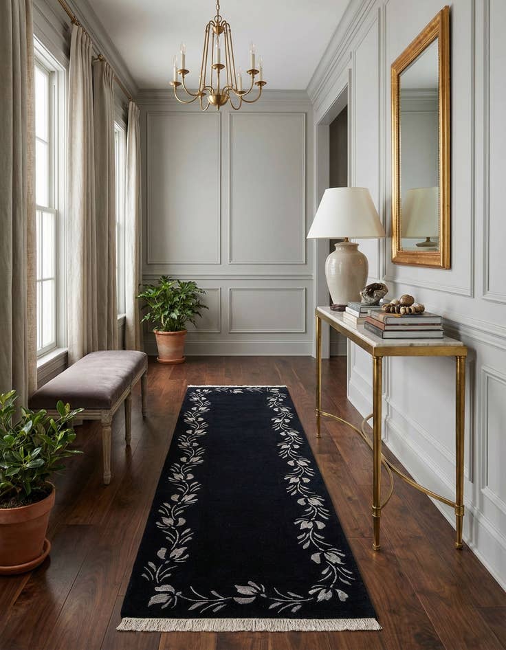 Detail image of 2' 9 x 10'  Hand Knotted Darya Wool Runner Rug