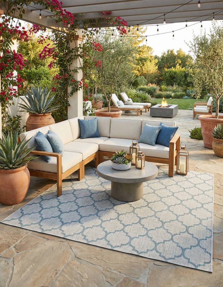 Detail image of 10' 8 x 10' 8  Washable Trellis Indoor / Outdoor Square Rug