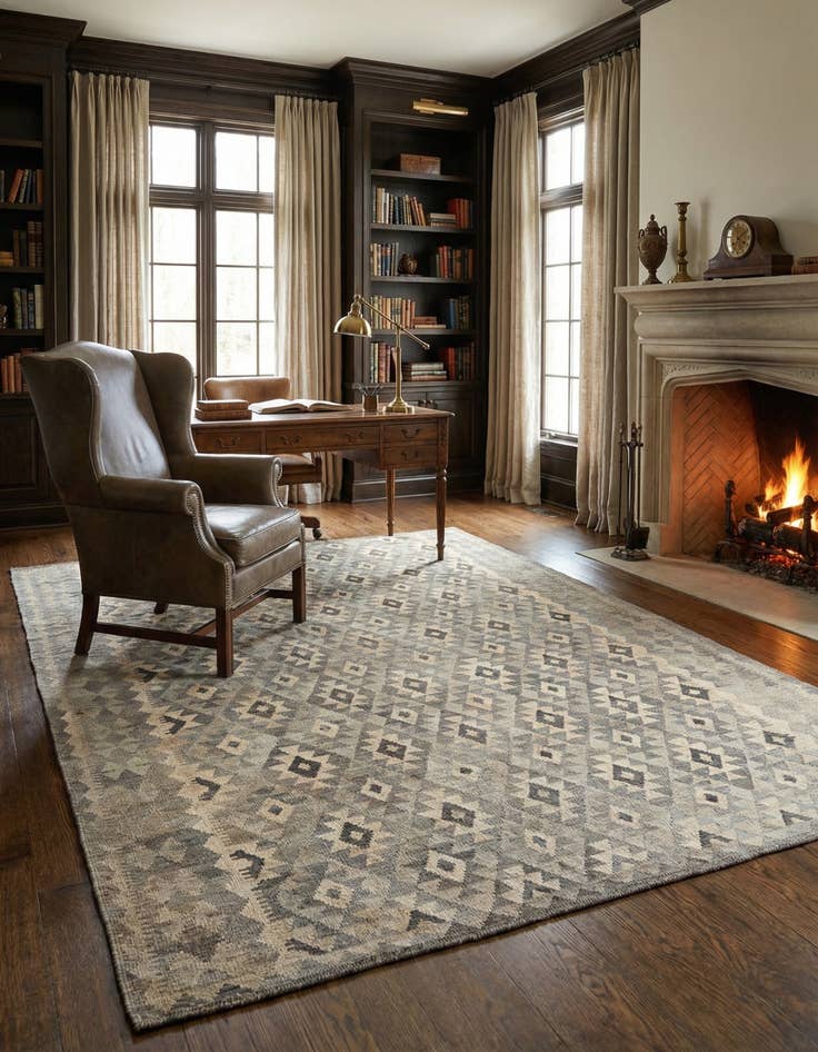 Detail image of 6' 10 x 9' 3  Hand Woven Kilim Maymana Wool Rug