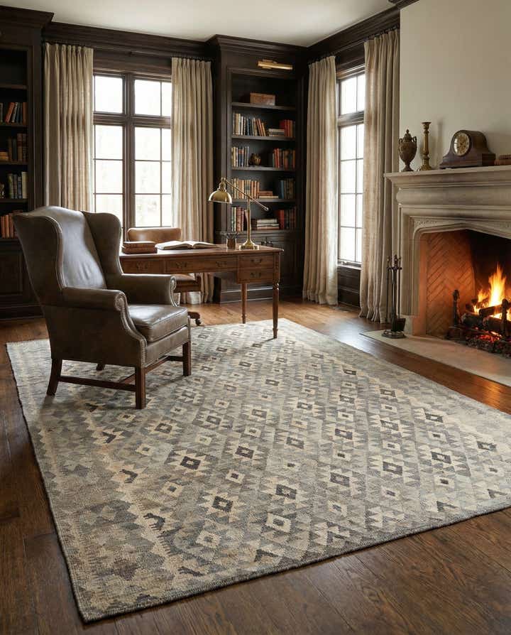 6' 10 x 9' 3 Hand Woven Kilim Maymana Wool Rug
