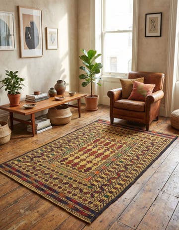 4' x 6' 2 Hand Woven Kilim Afghan Wool Rug