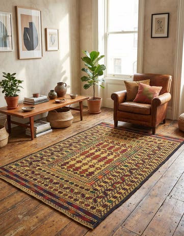 4' x 6' 2 Hand Woven Kilim Afghan Wool Rug