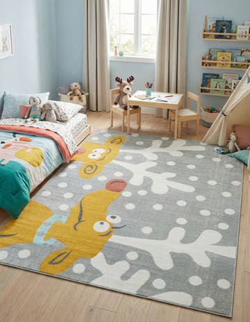 7' 10 x 10' Reindeer Whimsy Kids Rug