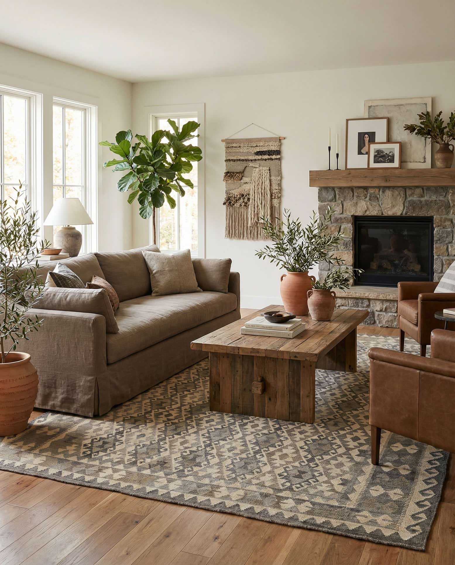 7' 3 x 9' 8 Hand Woven Kilim Maymana Wool Rug
