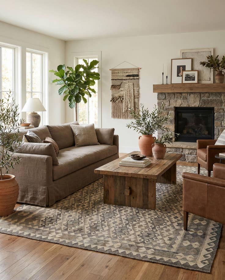 Detail image of 7' 3 x 9' 8 Hand Woven Kilim Maymana Wool Rug