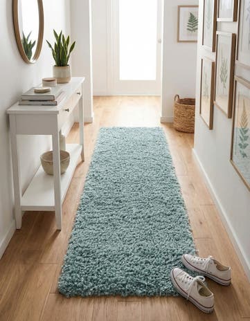 Aqua Zermatt Shag Runner Rug