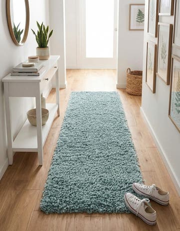 Aqua Zermatt Shag Runner Rug