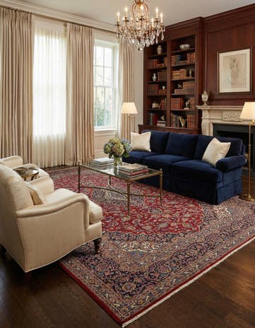 9' 6 x 13' Hand Knotted Kashan Persian Wool Rug