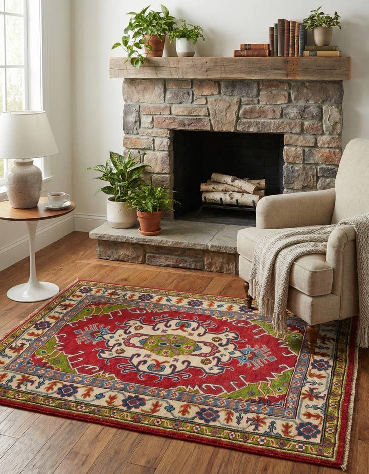 Detail image of 3' 3 x 5'  Hand Knotted Kazak Rug