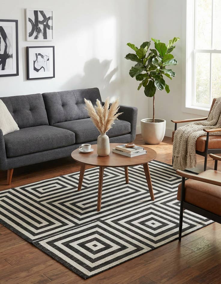 Detail image of 5' 3 x 7'  Washable Modern Indoor / Outdoor Rug