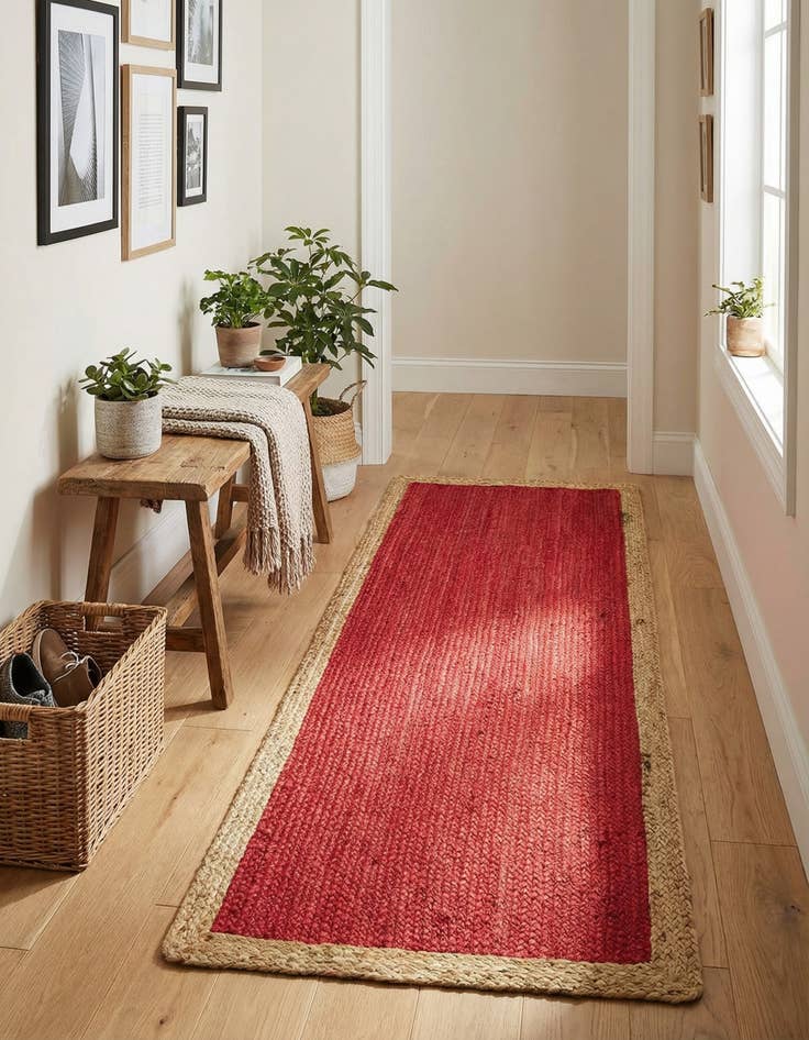 Detail image of 2' x 6' 1  Hand Braided Jute Runner Rug