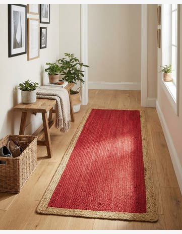 Red Handmade Braided Jute Runner Rug