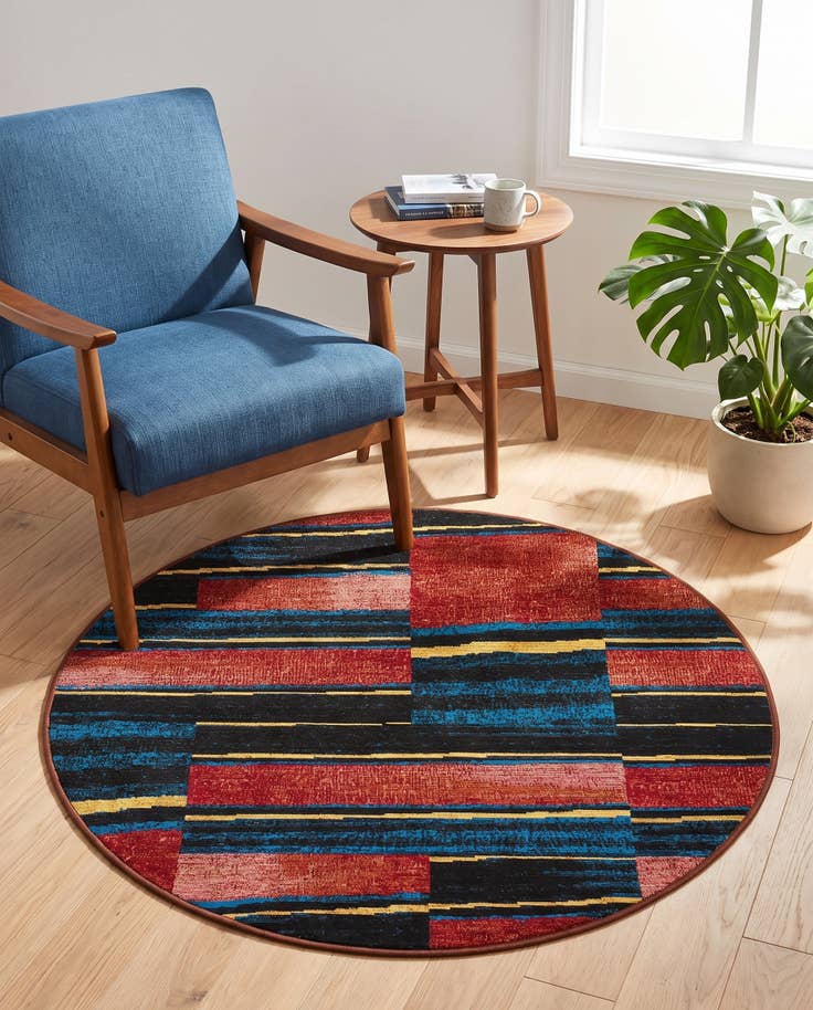 Detail image of 3' x 3' Easy-Clean Modern Indoor / Outdoor Round Rug