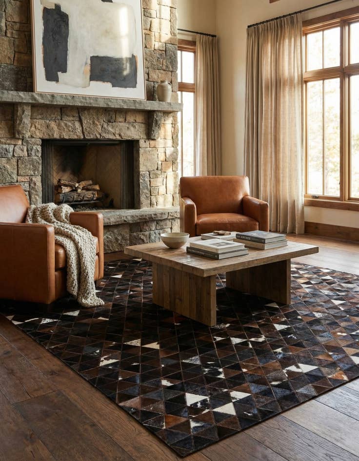 Detail image of 5' 1 x 8' 1 Cowhide - Patchwork Rug
