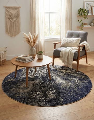 Gray Washable Haerfest Round Rug