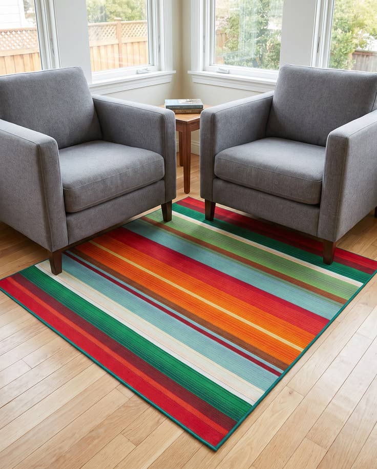 Detail image of 6' x 6' Easy-Clean Modern Indoor / Outdoor Square Rug