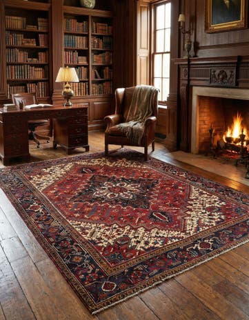 7' x 9' 8 Heriz Wool Rug