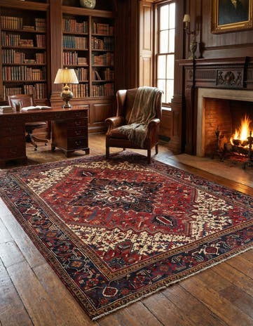 7' x 9' 8 Heriz Wool Rug