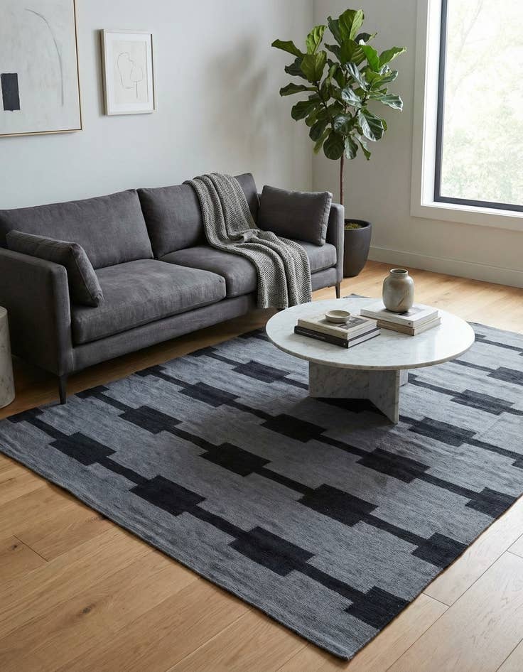 Detail image of 5' 8 x 7' 6 Hand Woven Kilim Modern Wool Rug