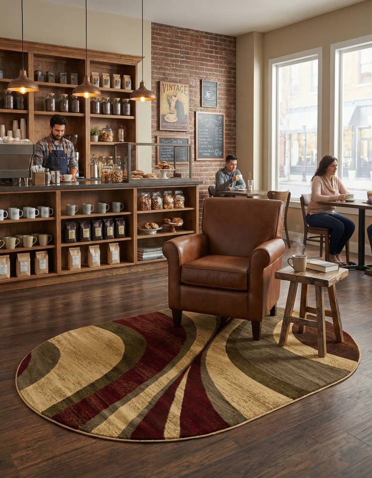Detail image of 5' 3 x 8' Coffee Shop Oval Rug