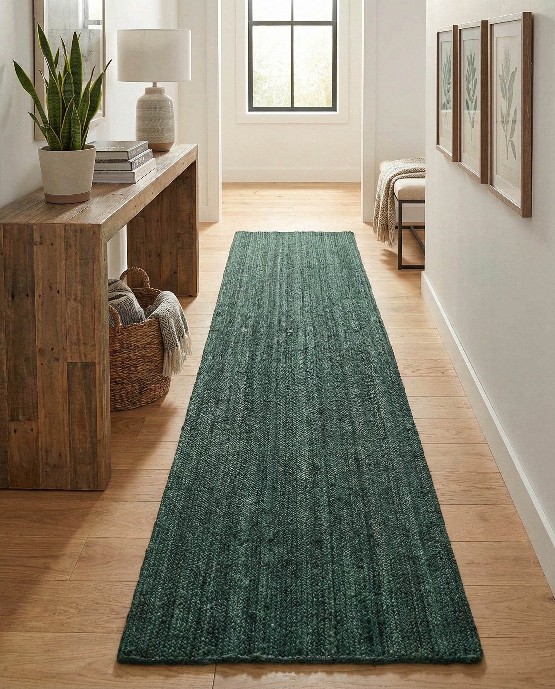  2' 7 x 13' 11  Hand Braided Jute Runner Rug