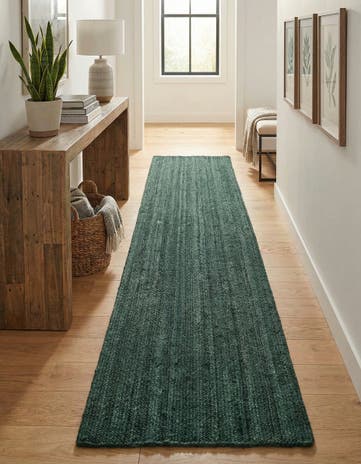 2' 7 x 13' 11 Handmade Braided Jute Runner Rug