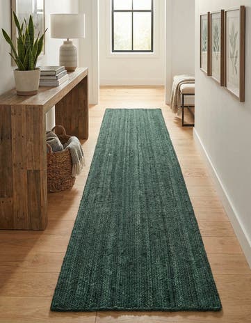 2' 7 x 13' 11 Handmade Braided Jute Runner Rug
