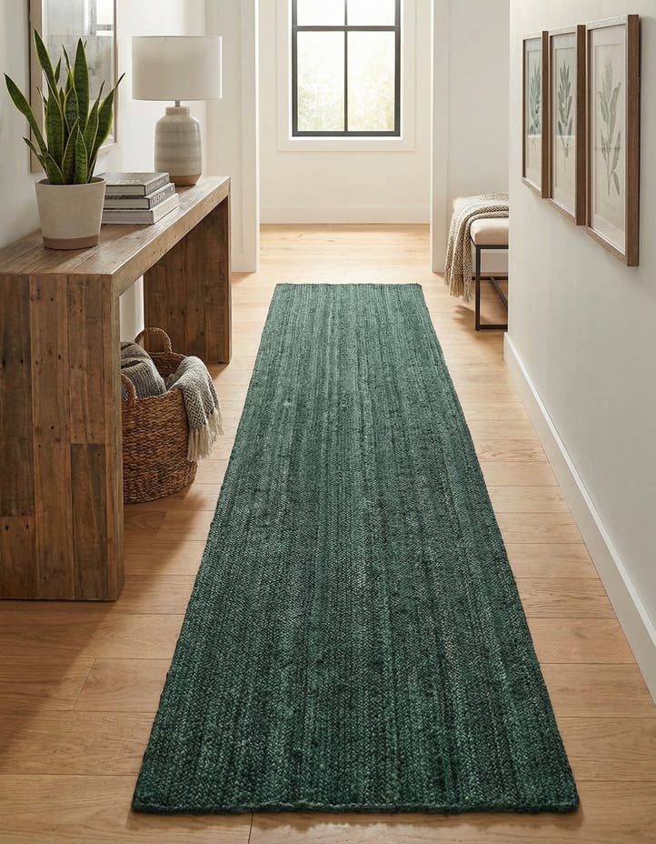 2' 7 x 13' 11 Handmade Braided Jute Runner Rug