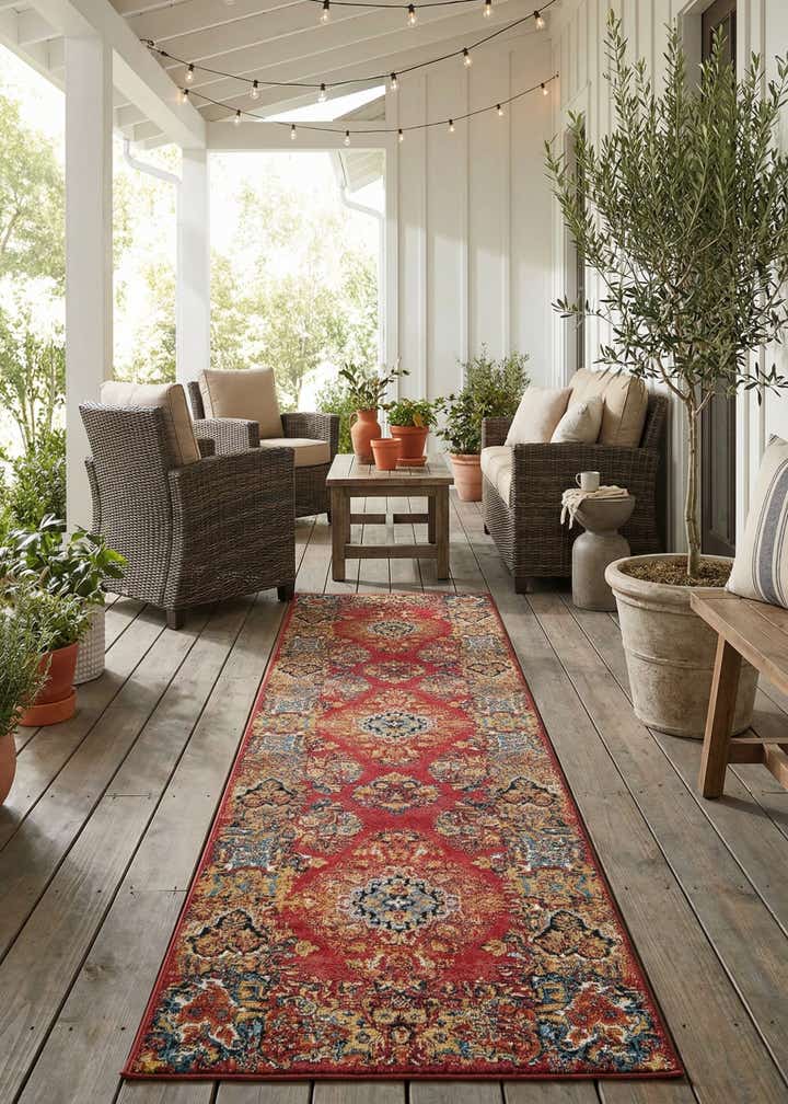 2' 7 x 10' Easy-Clean Traditional Indoor / Outdoor Runner Rug