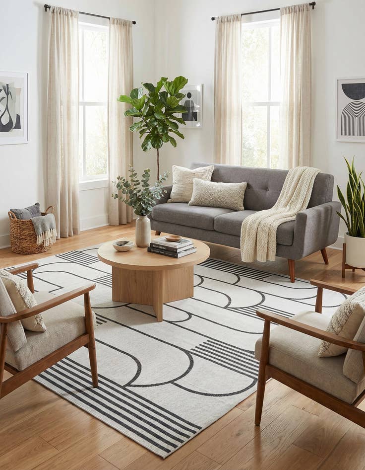 Detail image of  7' x 10'  Washable Modern Indoor / Outdoor Rug