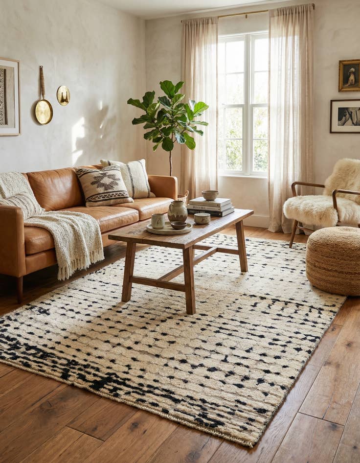 Detail image of 5' 4 x 8' 3  Hand Knotted Moroccan Wool Rug