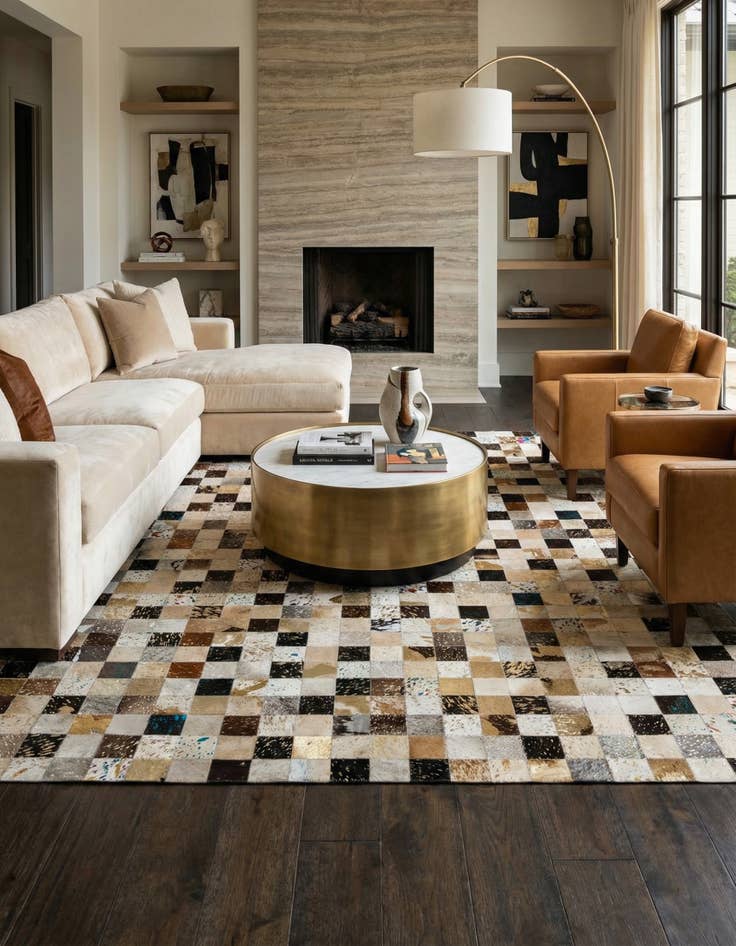 Detail image of 8' x 9' 10 Cowhide - Patchwork Rug