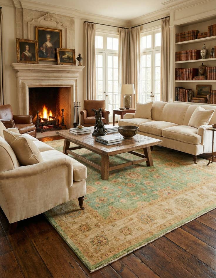 Detail image of 6' 9 x 8' 3  Hand Knotted Peshawar Ziegler Rug